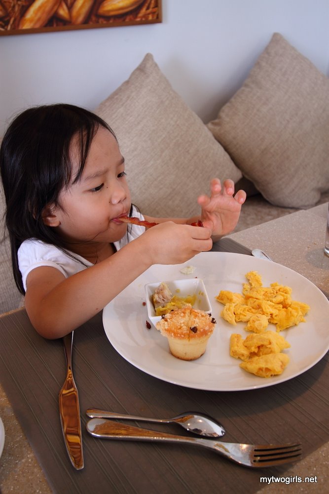 Zaria having breakfast